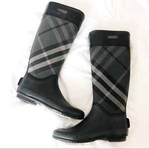 Burberry Check clemence rain boots charcoal
